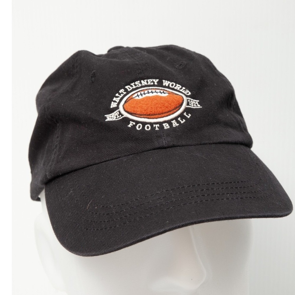 Walt Disney World Football Hat Men Adjustable Black Embroidered Mickey Mouse 28
